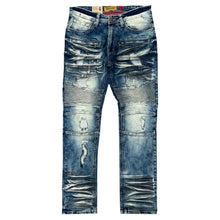 Load image into Gallery viewer, M1786 Makobi Prado Biker Jeans with Rip & Repair - Vintage Wash (NEW)
