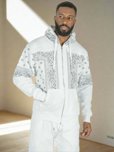 Load image into Gallery viewer, M3565 Bandana Fleece Zip-up Hoodie - White