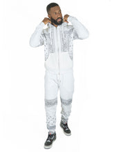 Load image into Gallery viewer, M3565 Bandana Fleece Zip-up Hoodie - White
