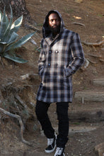 Load image into Gallery viewer, M4044 Gilbert Plaid Wool Hooded Coat - Black