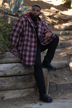 Load image into Gallery viewer, M4044 Gilbert Plaid Wool Hooded Coat - Burgundy