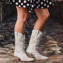 Load image into Gallery viewer, White Rhinestone Cowgirl Boots (Wedding Cowgirl Boots)