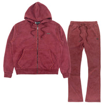 Load image into Gallery viewer, Set | M5455 Lorenzino Zip-Up Hoodie Set - Burgundy