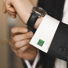 Load image into Gallery viewer, Minecraft Creeper Gunmetal Cufflinks