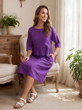 Load image into Gallery viewer, 100% Linen A-Line Midi Dress VALENCIA