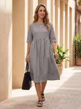 Load image into Gallery viewer, 100% Linen A-Line Midi Dress VALENCIA
