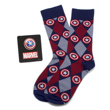 Load image into Gallery viewer, Marvel Captain America Navy Argyle Stripe Gift Set