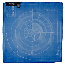 Load image into Gallery viewer, Marvel Captain America Shield Blueprint Pocket Square