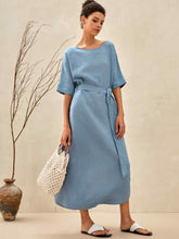 Load image into Gallery viewer, 100% Linen Loose Fit Kimono Maxi Dress MADDIE