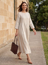 Load image into Gallery viewer, 100% Linen Bateau Neck Pleated Maxi Dress ABIGAIL