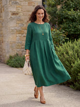 Load image into Gallery viewer, 100% Linen Bateau Neck Pleated Maxi Dress ABIGAIL