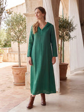 Load image into Gallery viewer, 100% Linen Hooded Pullover Maxi Dress REBECCA