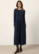 Load image into Gallery viewer, Wool Layered Neck Pleated Maxi Dress BILLIE