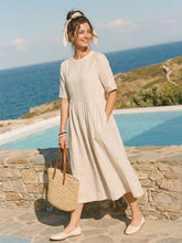 Load image into Gallery viewer, 100% Linen Arch-Seam Fluid Maxi Dress EUDORA