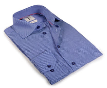 Load image into Gallery viewer, Made in Italy Dress Shirts// Navy + White Check - contemporary fit