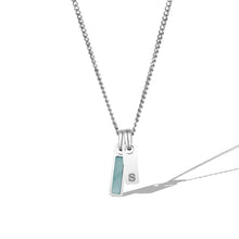 Load image into Gallery viewer, Birthstone & Initial Tag Necklace - Silver