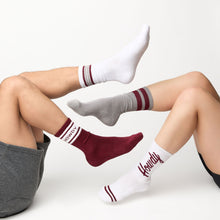 Load image into Gallery viewer, Gray Maroon Retro Stripe Casual Crew Socks