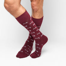 Load image into Gallery viewer, Maroon Howdy Dress Socks