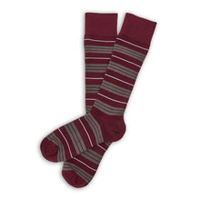 Load image into Gallery viewer, Maroon Triple Stripe Dress Socks