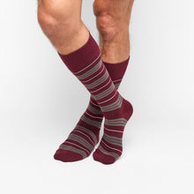 Load image into Gallery viewer, Maroon Triple Stripe Dress Socks