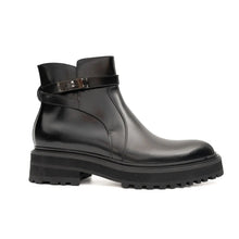 Load image into Gallery viewer, Men's Black Calfskin Buckle Chelsea Boots
