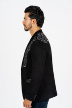 Load image into Gallery viewer, Men's Black Embroidered Faux-Suede Blazer