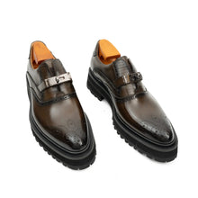 Load image into Gallery viewer, Men's Brogue Detail Leather Loafers
