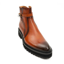 Load image into Gallery viewer, Men's Brown Calfskin Buckle Chelsea Boots