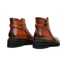 Load image into Gallery viewer, Men's Brown Calfskin Buckle Chelsea Boots
