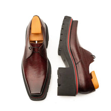 Load image into Gallery viewer, Men's Embossed Leather Derby Shoes with Chunky Sole