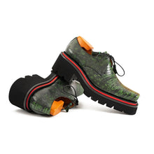 Load image into Gallery viewer, Men's Leather Derby Shoes with Snake-Print Platform