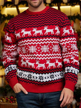 Load image into Gallery viewer, Men's Snowflake Reindeer Christmas Couple's Sweater | NCS