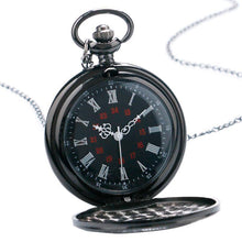 Load image into Gallery viewer, Men's Black Engraved Pocket Watch