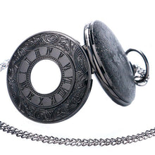 Load image into Gallery viewer, Men's Black Engraved Pocket Watch