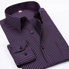 Load image into Gallery viewer, Men's Dark Blue Striped Dress Shirt - Multiple Sizes