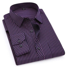 Load image into Gallery viewer, Men's Dark Purple Striped Dress Shirt