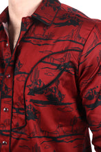 Load image into Gallery viewer, Mens Modern Fit Cotton Stretch Piping Cactus Monogram Print Shirt