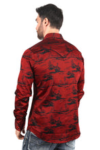 Load image into Gallery viewer, Mens Modern Fit Cotton Stretch Piping Cactus Monogram Print Shirt