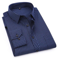 Load image into Gallery viewer, Men's Navy Striped Dress Shirt