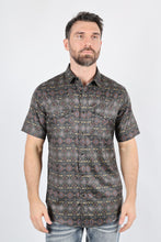 Load image into Gallery viewer, Mens Performance Classic Fit Western Short Sleeve Aztec Print Shirt