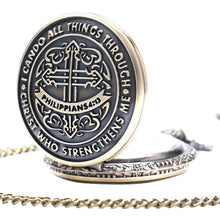 Load image into Gallery viewer, Men's Philippians 4:13 Bronze Vintage Pocket Watch
