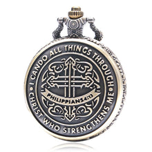 Load image into Gallery viewer, Men's Philippians 4:13 Bronze Vintage Pocket Watch