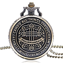 Load image into Gallery viewer, Men's Philippians 4:13 Bronze Vintage Pocket Watch