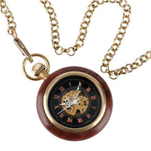 Load image into Gallery viewer, Men's Steampunk Wooden Mechanical Pocket Watch
