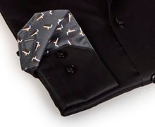 Load image into Gallery viewer, Michael Button-Up Shirt With Contrast Details // Black // Contemporary Fit (Regular)
