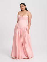 Load image into Gallery viewer, Najwa Baby Pink Ruched Breast Drop Waist Maxi Dress