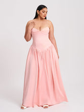 Load image into Gallery viewer, Najwa Baby Pink Ruched Breast Drop Waist Maxi Dress