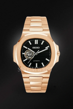 Load image into Gallery viewer, Mod Nautilus Rose Gold Skeleton Black