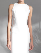 Load image into Gallery viewer, Modern Scoop Neck asymmetrical skirt hem Satin wedding dress little white dress