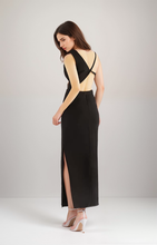 Load image into Gallery viewer, Asymmetrical geometric concept hallowed back pencil skirt satin prom dress